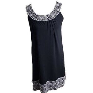 Ronni Nicole Dress Mini Tank Black W/white embroidered Floral Women's 4